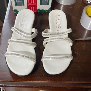 NIB Italian Shoemakers White Sandals with Sparkling Straps